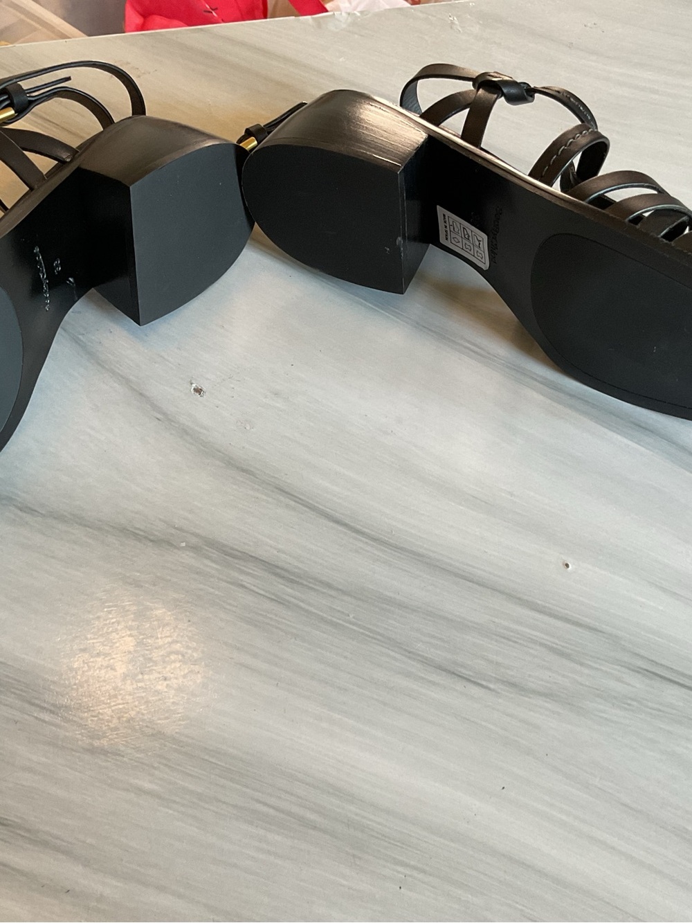 Chloe Black Strappy Leather Gladiator Sandals with Gold Buckle - Picture 4 of 7